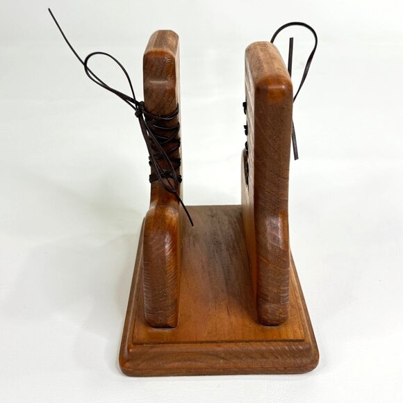 Vintage Napkin Holder Wood Granny Boots Rustic Farmhouse Country Core - Picture 3 of 5